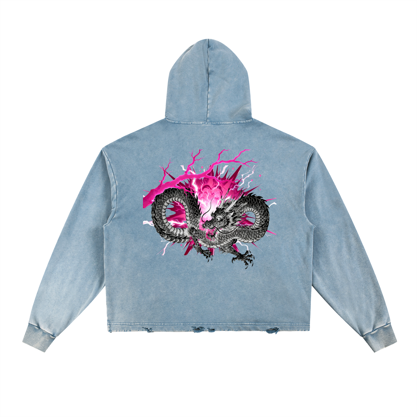 Vintage Washed Frayed-Hem Hoodie